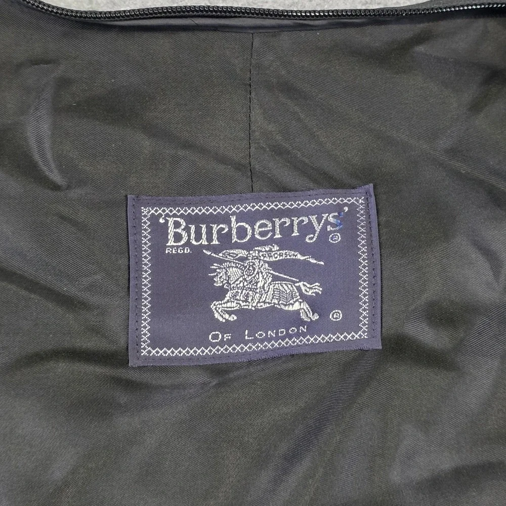 Vintage Burberrys Mens Large Black Wool Zip In Trench Coat Liner Long